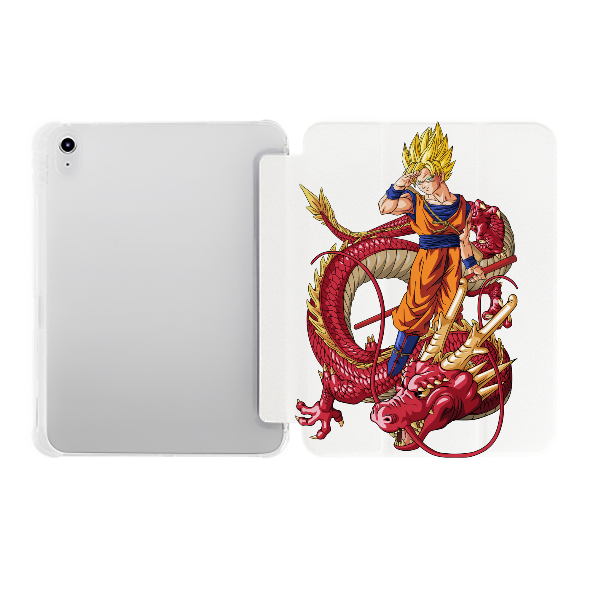 （画像用） ドラゴンボール 孫悟空（そん ごくう）Son Goku カカロット DRAGON BALL Kakarotto IPad ケース ペン収納付き 三つ折りスタンド PUレザー×シリコン 対応機種9.5/10.5/10.9インチ